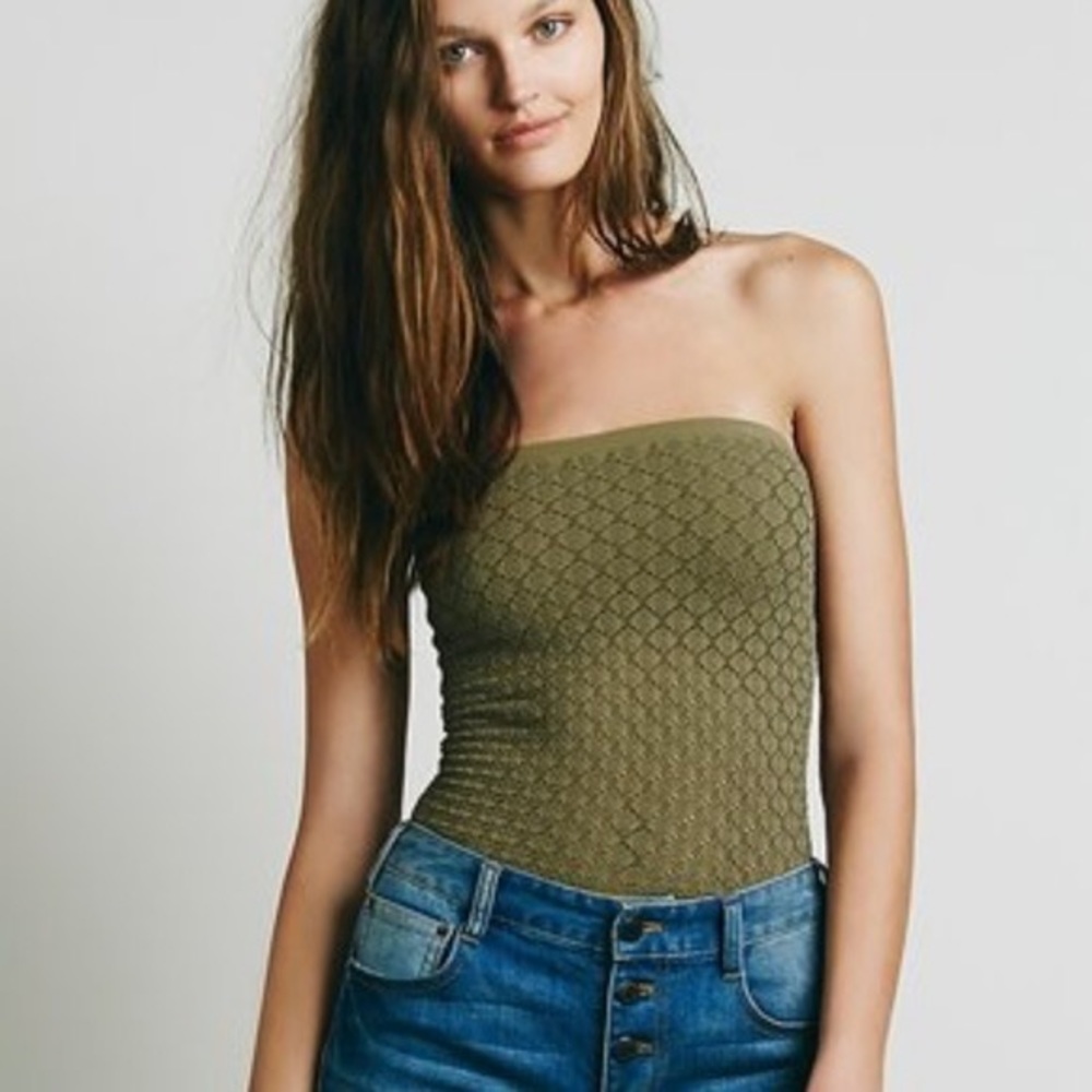 Free People – Honey Textured Tube Top – Olive Green